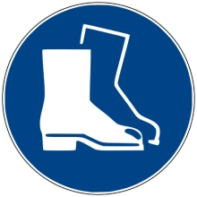 Sicherheitsbefehlkennzeichnung, Schutzschuhe benutzen – Antirutsch-PVC, D. 600 mm