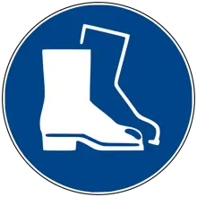 Sicherheitsbefehlkennzeichnung, Schutzschuhe benutzen – Antirutsch-PVC, D. 600 mm