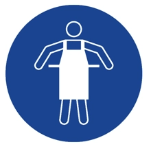 Sicherheitsbefehlkennzeichnung, Schutzschürze benutzen – Antirutsch-PVC, D. 400 mm