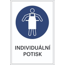 Sicherheitsbefehlkennzeichnung, Schutzschürze benutzen, individueller Text – Aluminium-Kompositwerkstoff, 300×450 mm