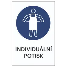 Sicherheitsbefehlkennzeichnung, Schutzschürze benutzen, individueller Text – Aluminium-Kompositwerkstoff, 300×450 mm