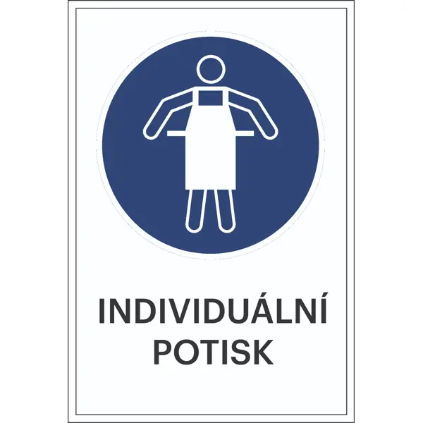 Sicherheitsbefehlkennzeichnung, Schutzschürze benutzen, individueller Text – Aluminium-Kompositwerkstoff, 400×600 mm