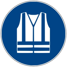 Sicherheitsbefehlkennzeichnung, Warnschutzkleidung benutzen – Antirutsch-PVC, D. 600 mm