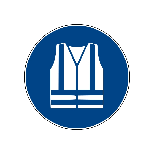 Sicherheitsbefehlkennzeichnung, Warnschutzkleidung benutzen – Antirutsch-PVC, D. 600 mm