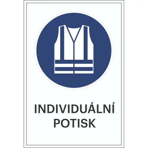 Sicherheitsbefehlkennzeichnung, Warnweste benutzen, individueller Text – Aluminium-Kompositwerkstoff, 400×600 mm