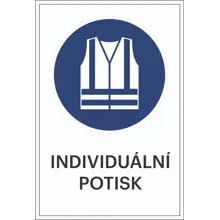 Sicherheitsbefehlkennzeichnung, Warnweste benutzen, individueller Text – Aluminium-Kompositwerkstoff, 500×750 mm