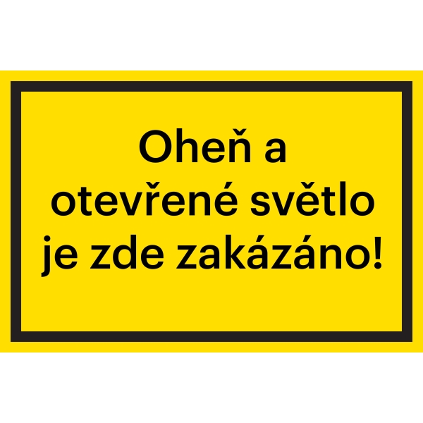 Sicherheitsmarkierung, Feuer und offenes Licht verboten – Aluminium-Kompositwerkstoff, 200×133 mm