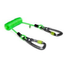 Spiral-Befestigungsschnur NLG Lanyard mit zwei Karabinern – Metall, grün