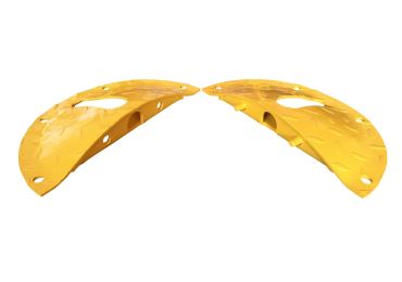 Stahl-Retarder – Kabelbrücke 25 km/h, 40t, 2er-Set, Endstück – 180×360×50 mm, gelb