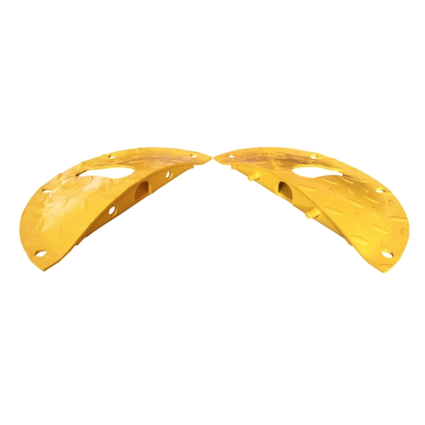Stahl-Retarder – Kabelbrücke 25 km/h, 40t, 2er-Set, Endstück – 180×360×50 mm, gelb