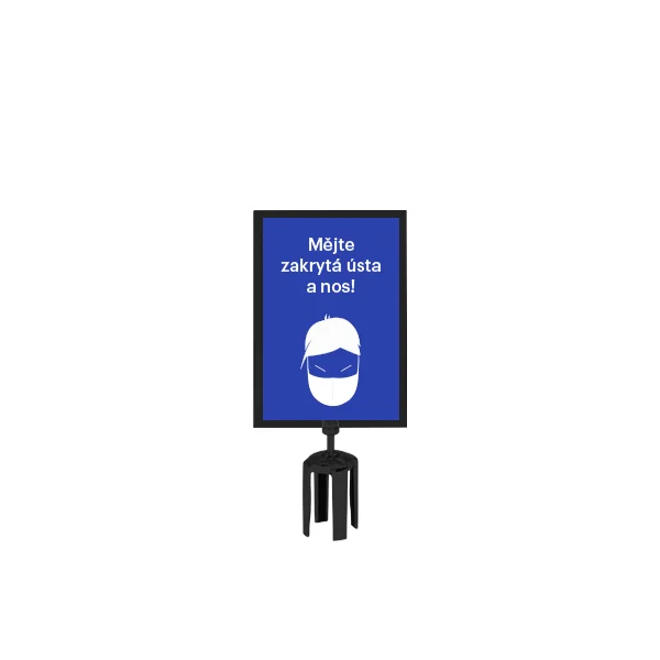 Tensabarrier-Halter für Pfostenmarkierung, Chrom poliert – Format A3, vertikal