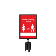 Tensabarrier-Halter für Pfostenmarkierung, satiniert verchromt – Format A3, vertikal