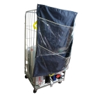 Transparenter Doppeltaschen-Hängesack für Abfallsortierung, RackSack RollCage Clear 200 l –  blau, 1300×880 mm