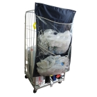 Transparenter Doppeltaschen-Hängesack für Abfallsortierung, RackSack RollCage Clear 200 l –  blau, 1300×880 mm