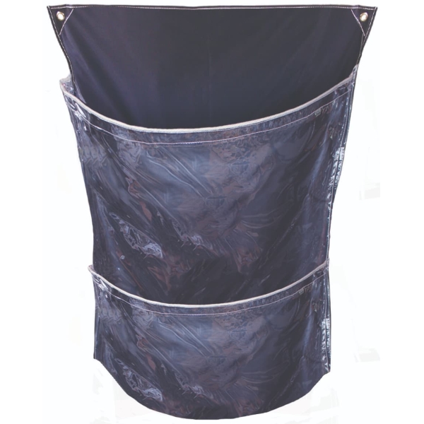Transparenter Doppeltaschen-Hängesack für Abfallsortierung, RackSack RollCage Clear 200 l –  blau, 1300×880 mm