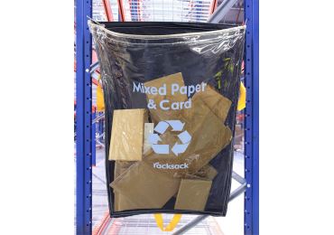 Transparenter Hängesack für Abfallsortierung, RackSack Clear 160 l – blau