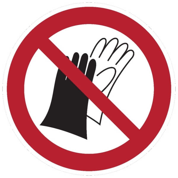 Verbotskennzeichnung, Benutzen von Handschuhen verboten – Aluminium-Kompositwerkstoff, D. 100 mm
