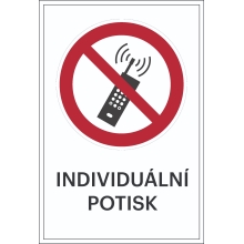 Verbotskennzeichnung, eingeschaltete Mobiltelefone verboten, individueller Text – Aluminium-Kompositwerkstoff, 300×450 mm