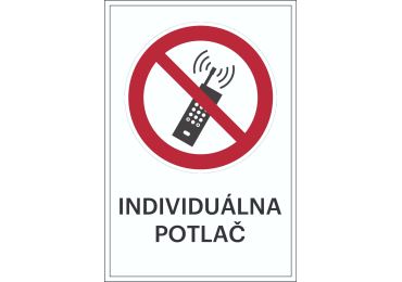 Verbotskennzeichnung – eingeschaltete Mobiltelefone verboten + individueller Text