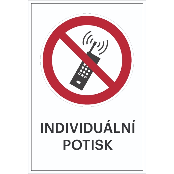 Verbotskennzeichnung, eingeschaltete Mobiltelefone verboten, mit Möglichkeit des individuellen Textes – Aluminium-Kompositwerkstoff, 300×450 mm