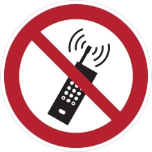 Verbotskennzeichnung, eingeschaltete Mobiltelefone verboten – Polycarbonat, D. 600 mm