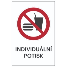 Verbotskennzeichnung, Essen und Trinken verboten, mit Möglichkeit des individuellen Textes – Aluminium-Kompositwerkstoff, 300×450 mm