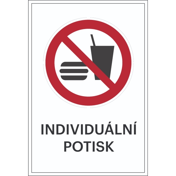 Verbotskennzeichnung, Essen und Trinken verboten, mit Möglichkeit des individuellen Textes – Aluminium-Kompositwerkstoff, 300×450 mm