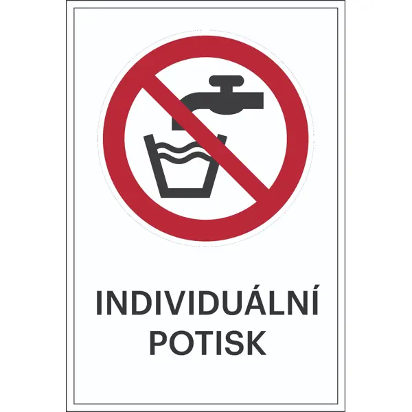 Verbotskennzeichnung, kein Trinkwasser, individueller Text – Folie, 100×150 mm