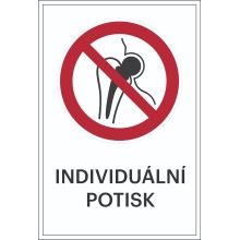 Verbotskennzeichnung, Kein Zutritt für Personen mit Implantaten aus Metall, individueller Text – Aluminium-Kompositwerkstoff, 300×450 mm