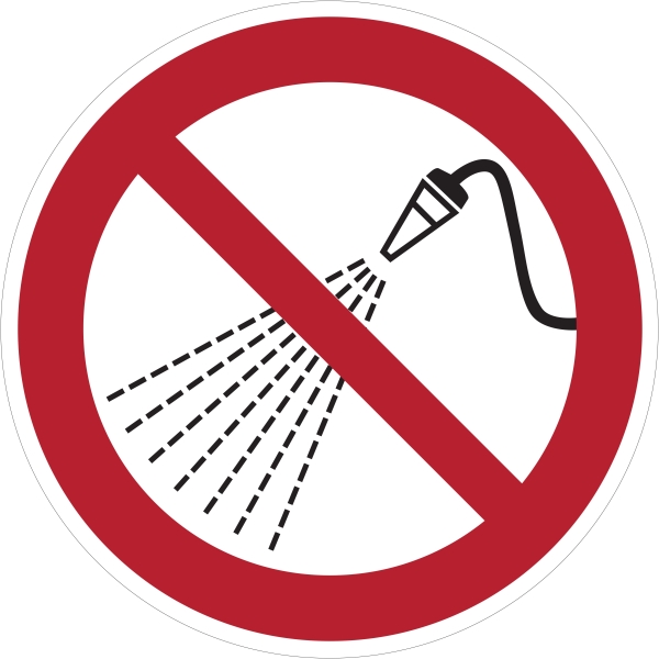 Verbotskennzeichnung, mit Wasser spritzen verboten – Aluminium-Kompositwerkstoff, D. 100 mm