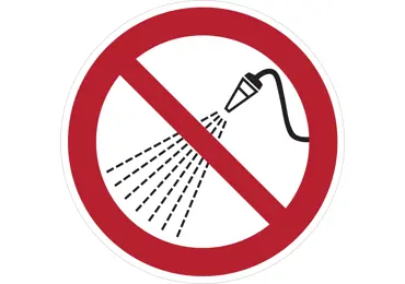 Verbotskennzeichnung – mit Wasser spritzen verboten