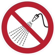 Verbotskennzeichnung, mit Wasser spritzen verboten – Polycarbonat, D. 400 mm