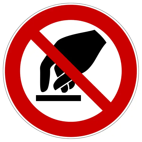 Verbotskennzeichnung, nicht anfassen – Aluminium-Kompositwerkstoff, D. 200 mm