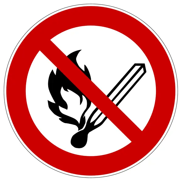 Verbotskennzeichnung, offenes Licht und Rauchen verboten – Aluminium-Kompositwerkstoff, D. 200 mm