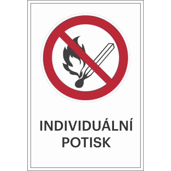Verbotskennzeichnung, offenes Licht und Rauchen verboten, mit Möglichkeit des individuellen Textes – Folie, 100×150 mm