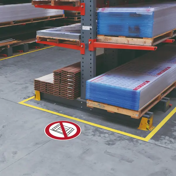 Verbotskennzeichnung, Paletten abstellen verboten – Aluminium-Kompositwerkstoff, D. 400 mm