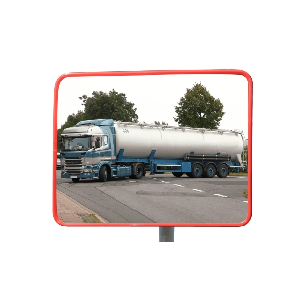 Verkehrsspiegel Premium – Acrylat, roter Rahmen 40×60cm