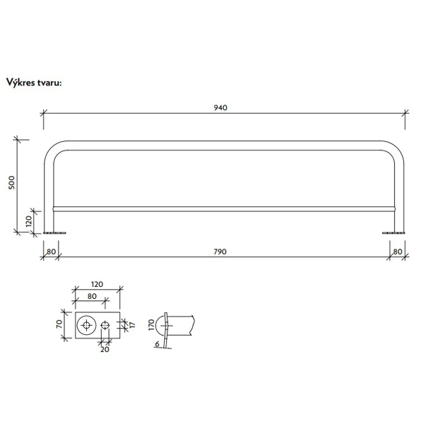 Verzinktes Geländer für Betonschutzplanken – 1000×500 mm