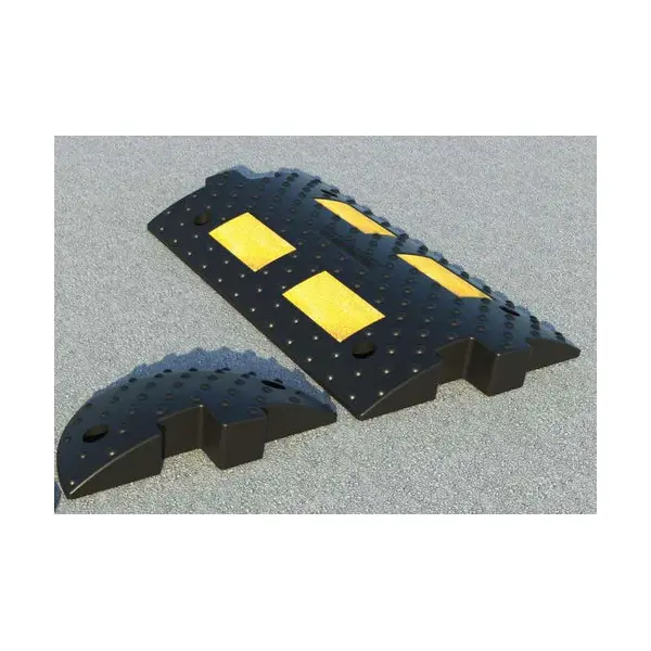 Verzögerungsschwelle, Retarder mit reflektierenden Streifen LP300, Durchlaufelement – 500×300×55,6 mm, schwarz-gelb