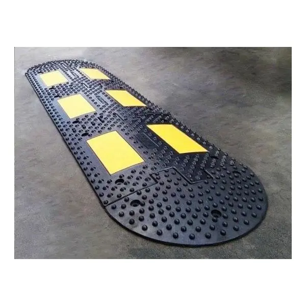 Verzögerungsschwelle, Retarder mit reflektierenden Streifen LP500, Durchlaufelement – 500×500×50 mm, schwarz-gelb