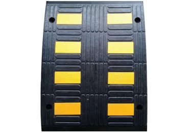 Verzögerungsschwelle, Retarder mit reflektierenden Streifen LP650, Durchlaufelement – 500×650×55 mm, schwarz-gelb