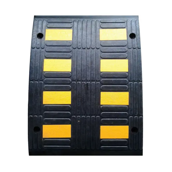 Verzögerungsschwelle, Retarder mit reflektierenden Streifen LP650, Durchlaufelement – 500×650×55 mm, schwarz-gelb