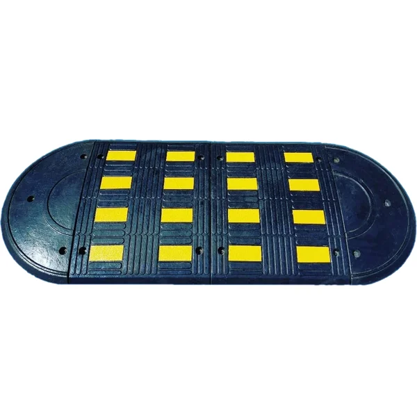 Verzögerungsschwelle, Retarder mit reflektierenden Streifen LP650, Durchlaufelement – 500×650×55 mm, schwarz-gelb