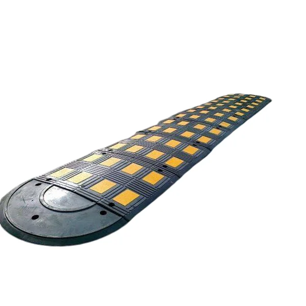 Verzögerungsschwelle, Retarder mit reflektierenden Streifen LP650, Durchlaufelement – 500×650×55 mm, schwarz-gelb