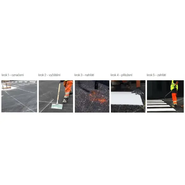 Vorgefertigte Straßenmarkierung "Behindertenparkplatz" – Thermoplast, weiß, 1200×1000 mm, 5er-Pack