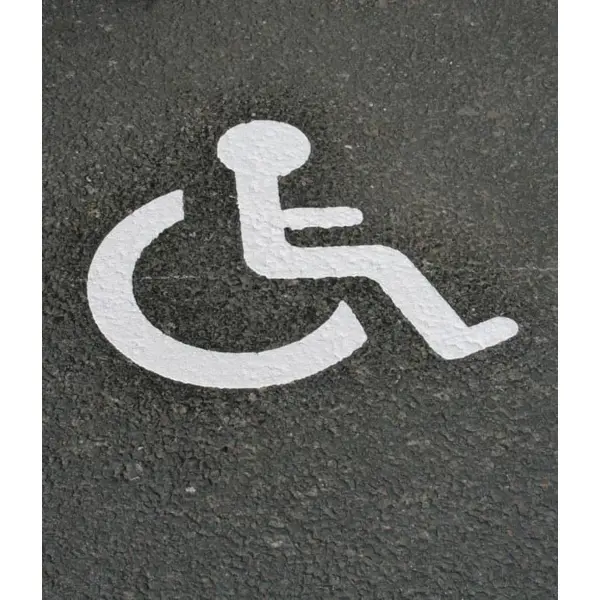 Vorgefertigte Straßenmarkierung "Behindertenparkplatz" – Thermoplast, weiß, 600×500 mm, 10er-Pack