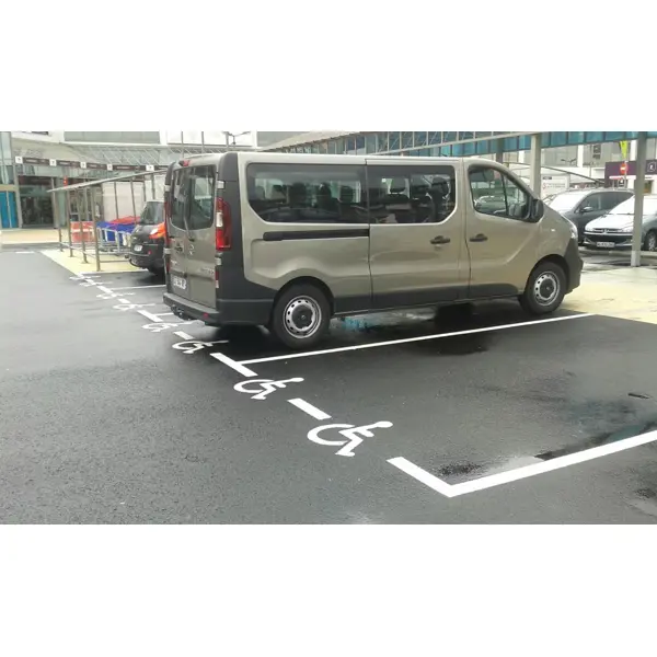 Vorgefertigte Straßenmarkierung "Behindertenparkplatz" – Thermoplast, weiß, 600×500 mm, 10er-Pack