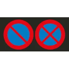 Vorgefertigte Straßenmarkierung "Eingeschränktes/Absolutes Haltverbot" – Thermoplast, rot-blau, D.750 mm, 2er-Pack