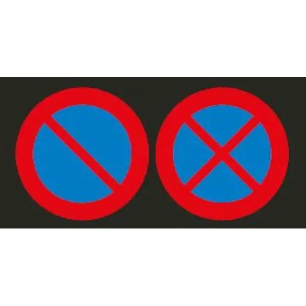 Vorgefertigte Straßenmarkierung "Eingeschränktes/Absolutes Haltverbot" – Thermoplast, rot-blau, D.750 mm, 2er-Pack