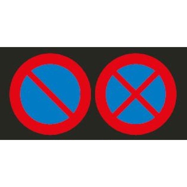 Vorgefertigte Straßenmarkierung "Eingeschränktes/Absolutes Haltverbot" – Thermoplast, rot-blau, D.850 mm